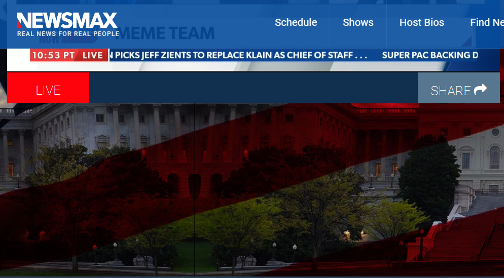 Newsmax tv website screenshot