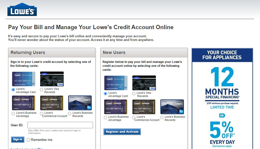 lowes.syf.com Activate Card log in