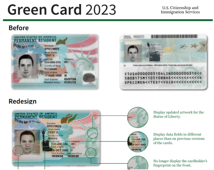 USCIS Releases Design for Green Cards kworld trend