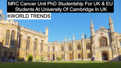 MRC Cancer Unit PhD Studentship For UK & EU Students At University Of Cambridge In UK
