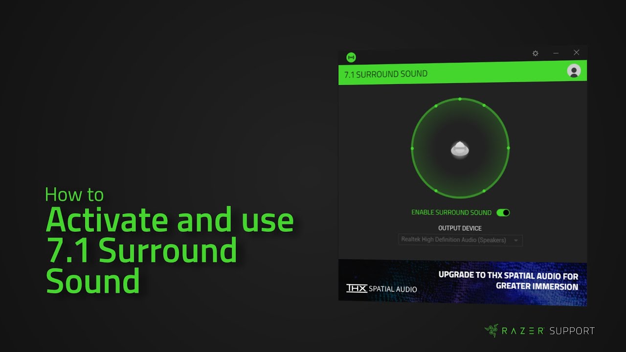 How to activate and use Razer 7.1 Surround Sound