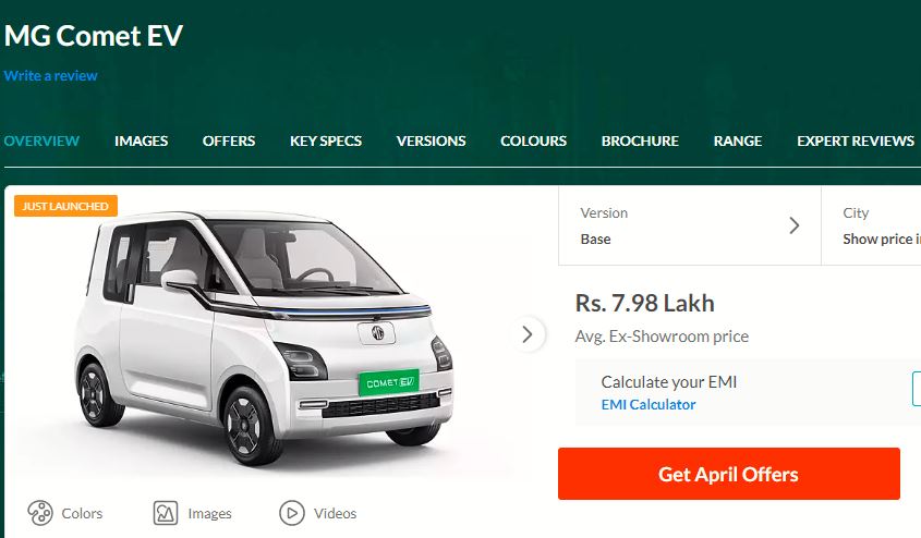 mg comet price |review