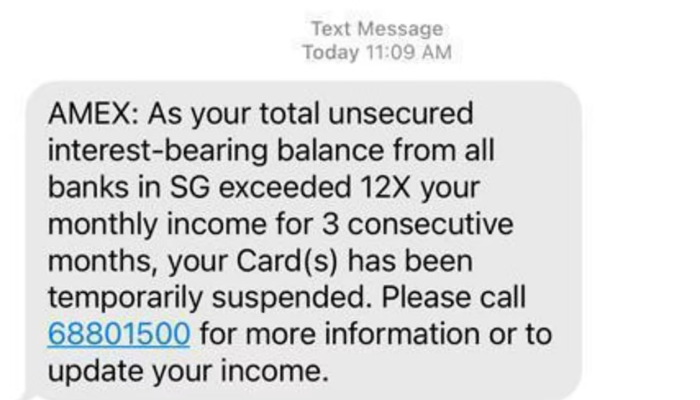 Amex Singapore 68801500 Scam