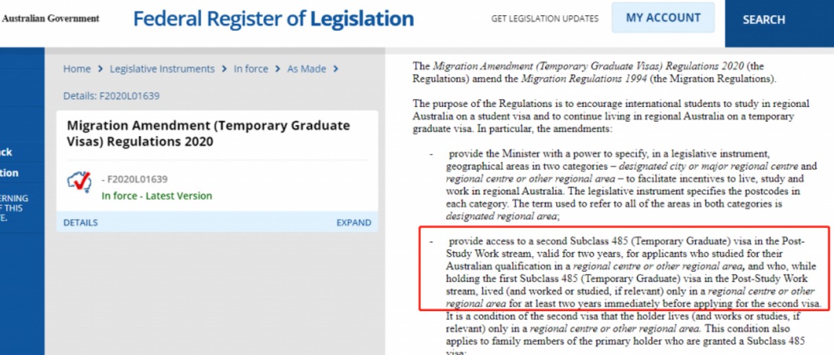 485 Visa Extension List Legislation.gov.au