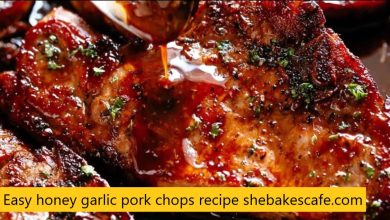 Easy honey garlic pork chops recipe shebakescafe.com