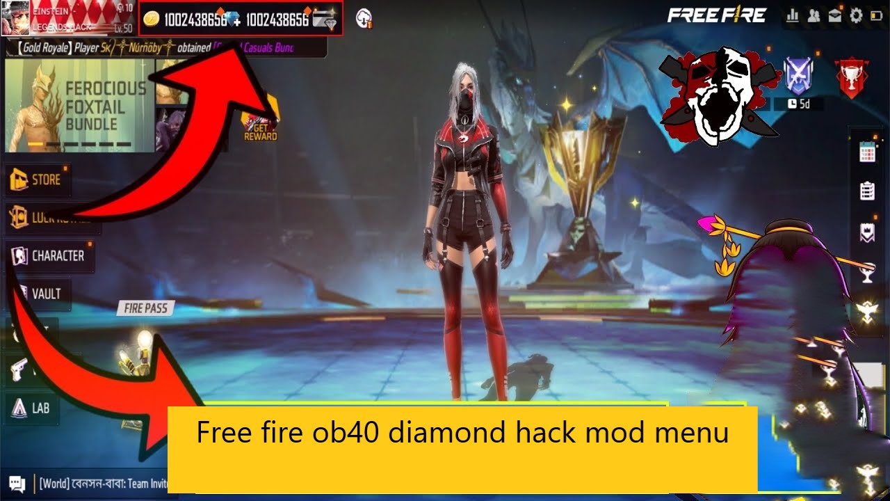 Free fire ob40 diamond hack mod menu