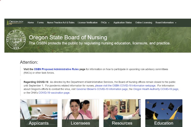 Oregon State Board of Nursing License Verification