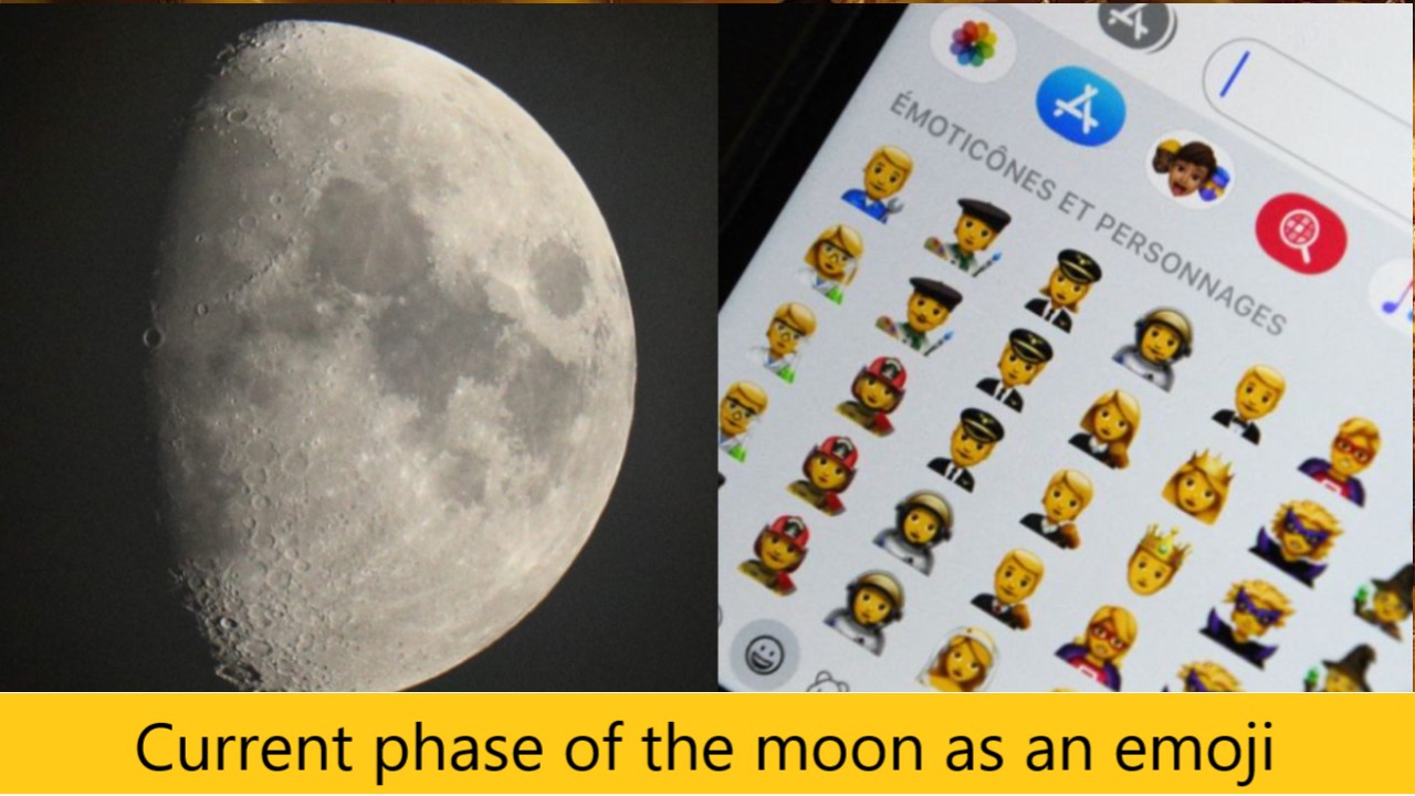 Current phase of the moon as an emoji kworld trend