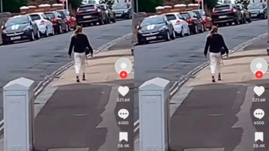 woman frozen in street tiktok video