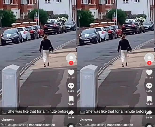 woman frozen in street tiktok video