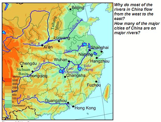 the two major river systems in china that flow from the west to the ...