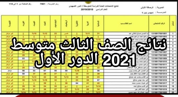 رابط ”pdf” نتائج الثالث متوسط 2021 العراق