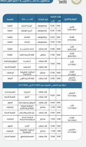جدول امتحانات الثانوية العامة في مصر 2022